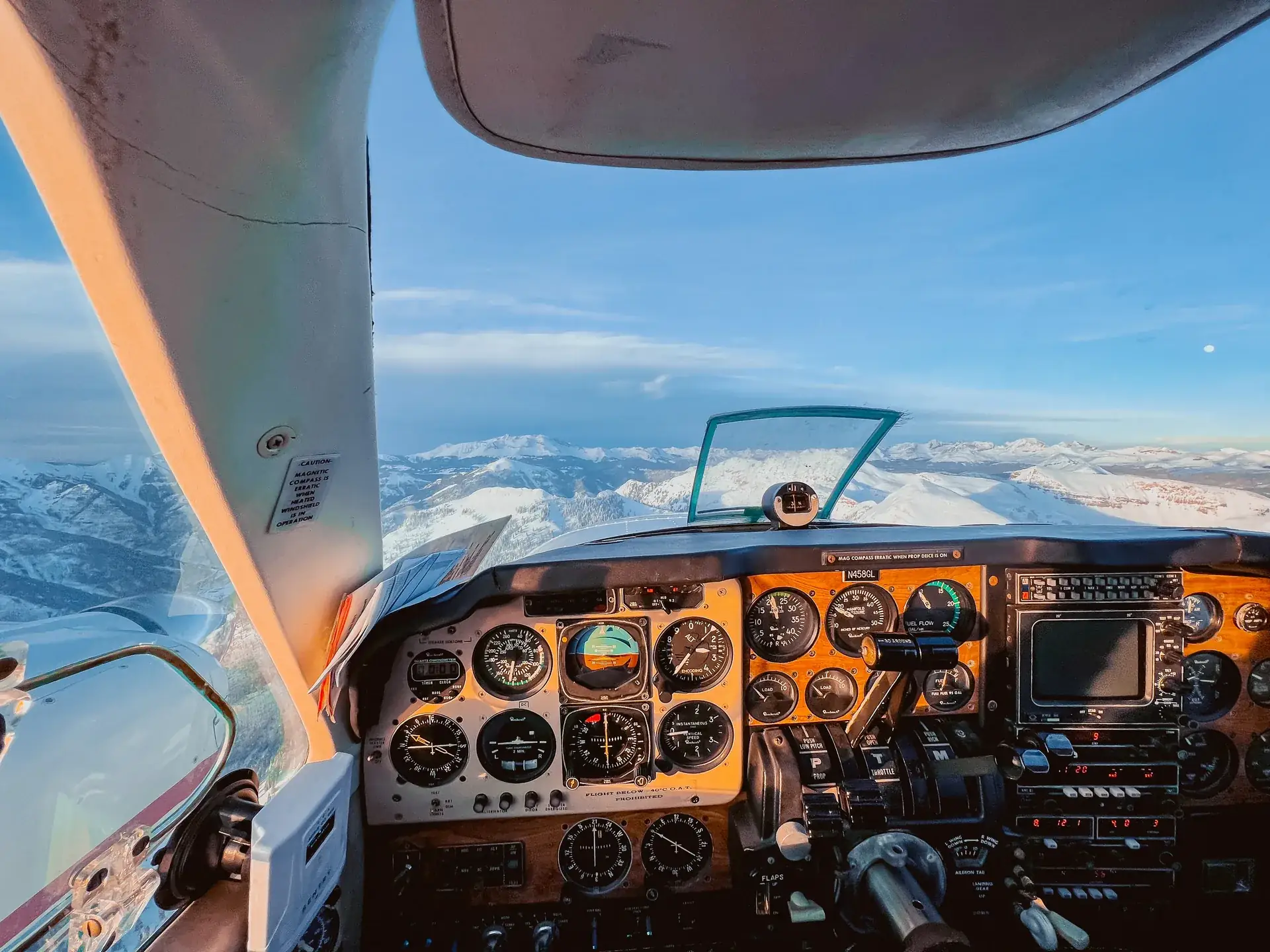 Baron cockpit panel view during flight